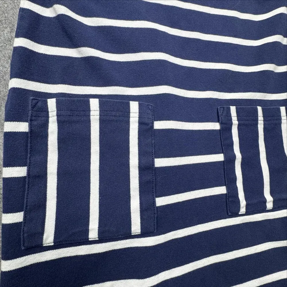 Vineyard Vines Dress Girls 6/6X Blue Striped Sleeveless Shift Pockets Whale Logo